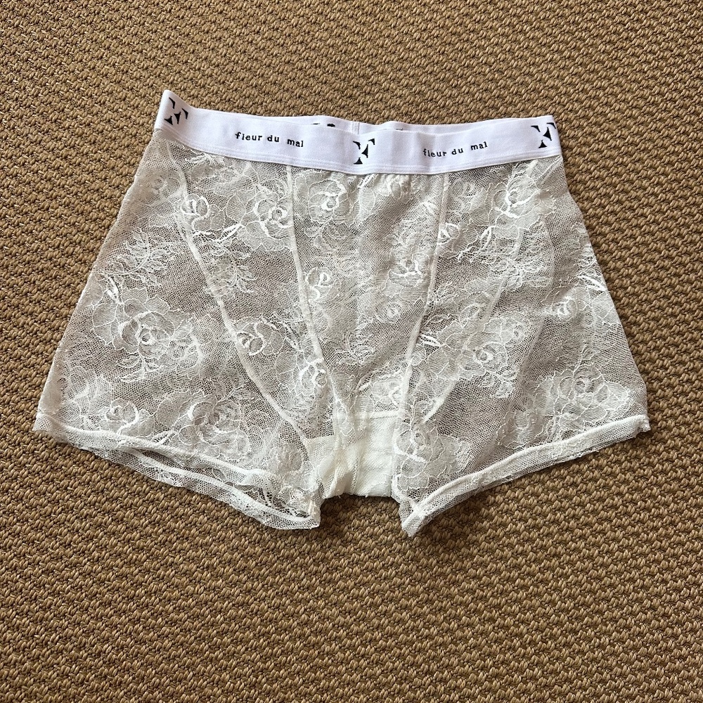 Fleur Du Mal Ivory Bouquet Lace Boxer Brief